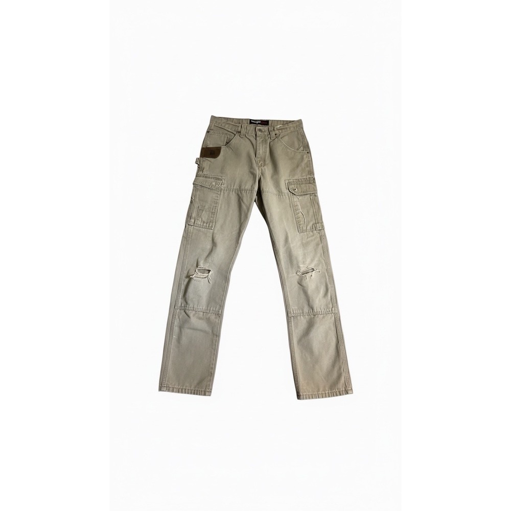 Wrangler Riggs Workwear Cargo Pants Khaki Ripstop Distressed Utility Workwear
